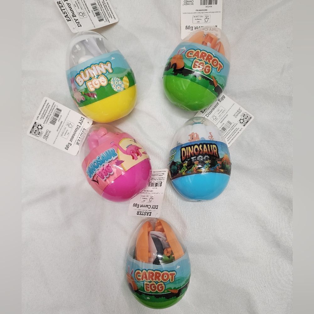 NWT Easter DIY Dinosaur, Bunny & Carrot eggs bundle of five